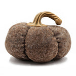 Set of 3 Plush Fabric Pumpkins in Brown