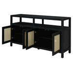 TREXM Bohemian Style Rattan Buffet Storage Cabinet with Solid Wood Frame