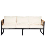 Outdoor 4-Piece Acacia Wood and Metal Patio Sofa Set