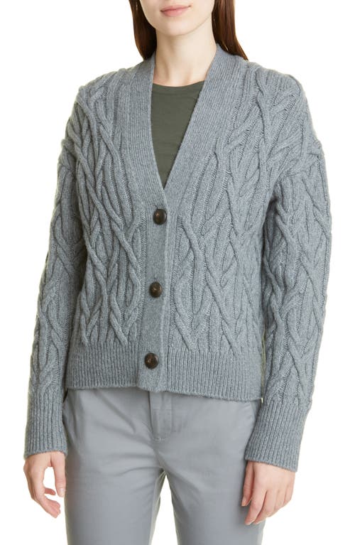 Vince Interlocking Cable Cardigan in Light Slate/Tide Pool, Size X-Large