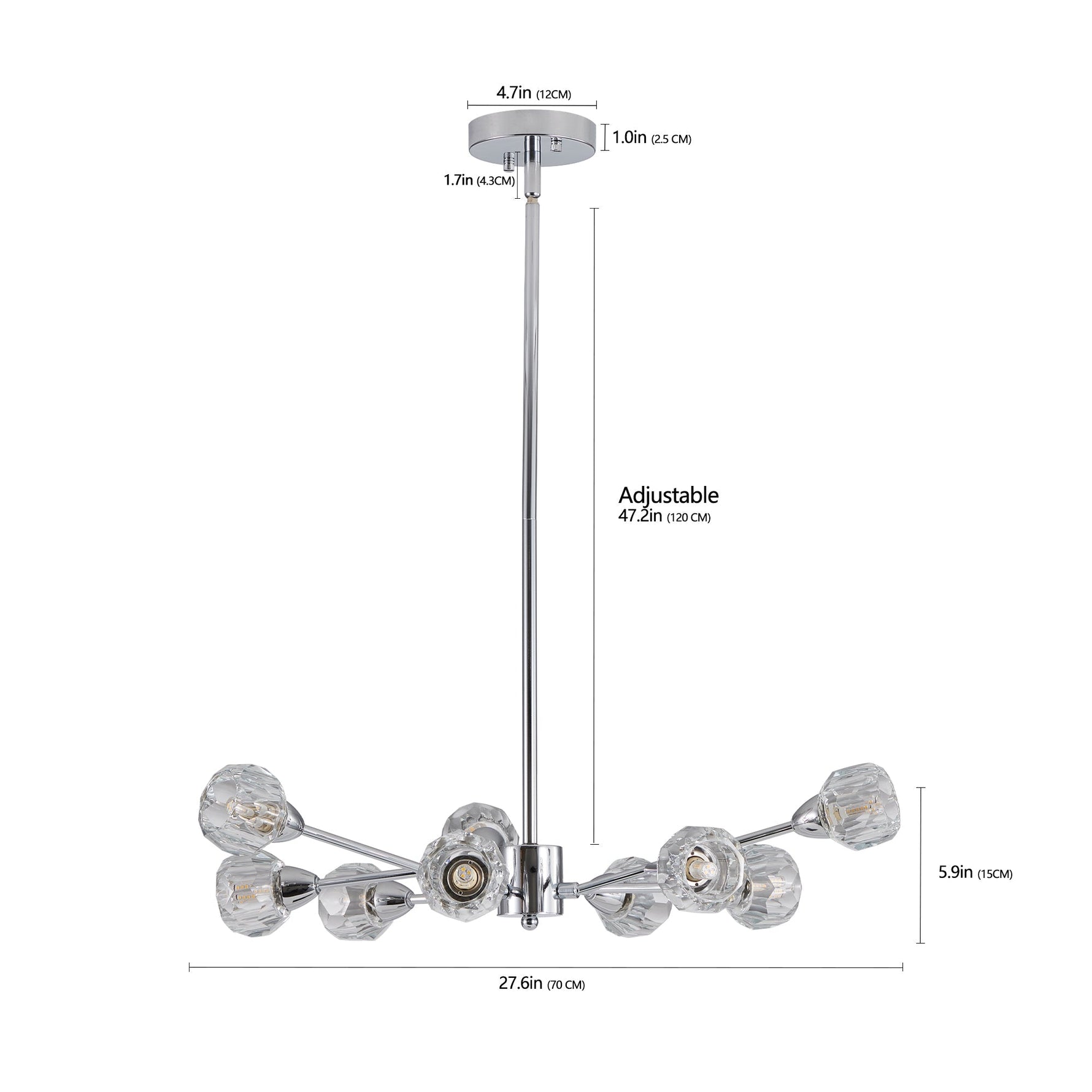 28" Modern Crystal Chandelier With 9 Lights