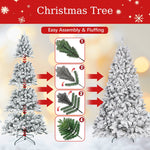 4FT Flocked Christmas Tree with Pine Cones and Snowy PVC Design