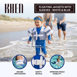 Floating Jackets with Sleeves for Bool or Beach | 1-3 Years | White & Blue