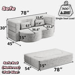 Convertible Foam-Filled Sleeper Sofa Bed with 2 Pillows