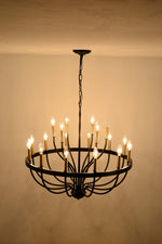 15-Light Industrial Iron Candle Chandelier Modern Farmhouse Pendant Light