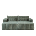 87' Oversized Sectional Lounge Chaise with Plush Corduroy Fabric