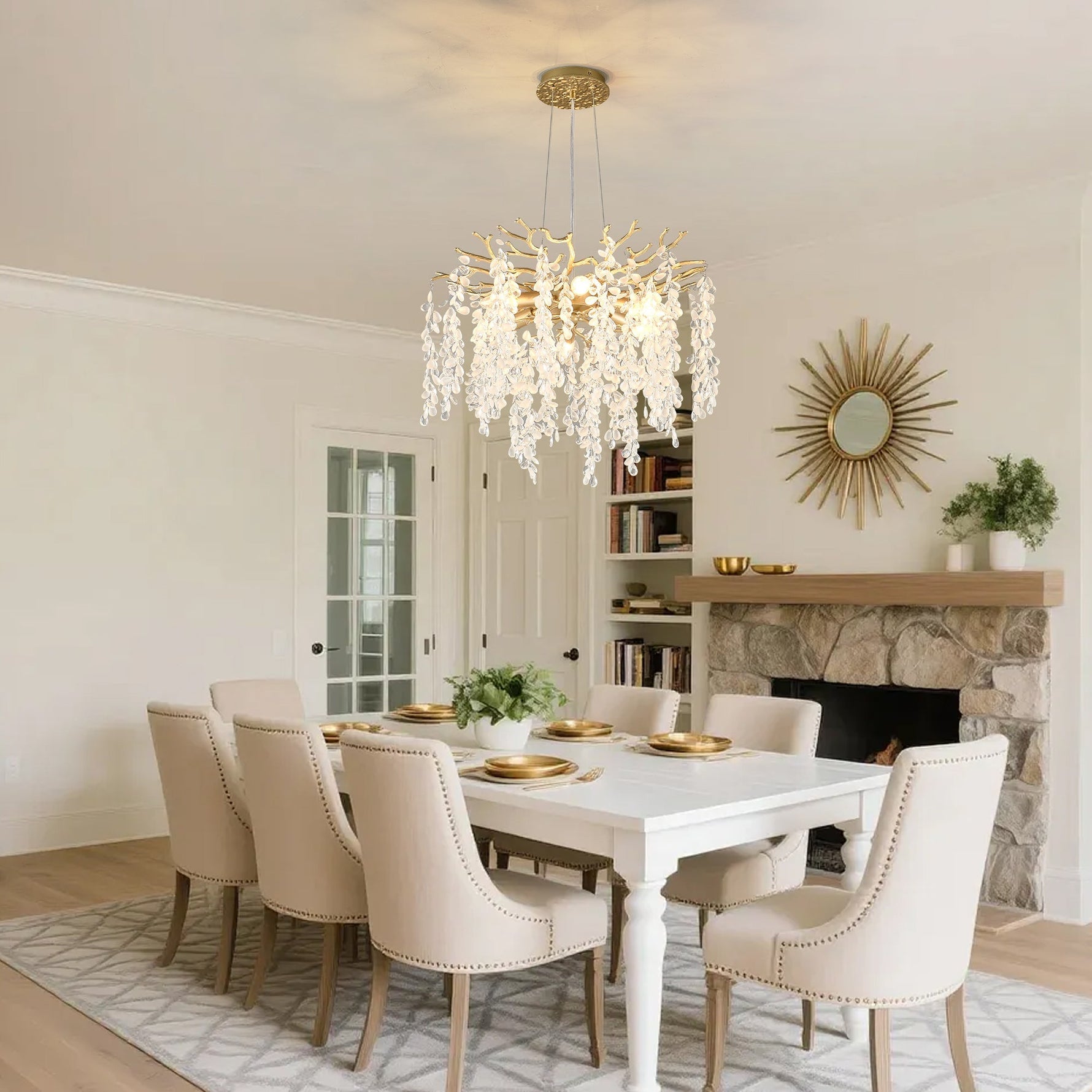 6-Light Chandelier Crystal Ceiling Lamp in Gold