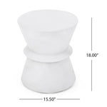 Outdoor Lightweight Concrete End Table With Hourglass Structure - Antique White