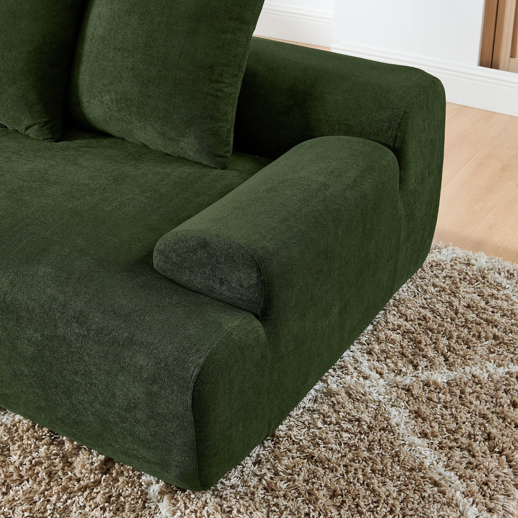 Modern Upholstered L-Shape Sectional Sofa Velvet Green