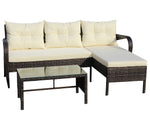 Outdoor Patio Furniture 3-Piece Conversation Set (Beige Cushion)