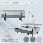 Wilkins High Gloss Coffee Table with Lift Top - Gray / White