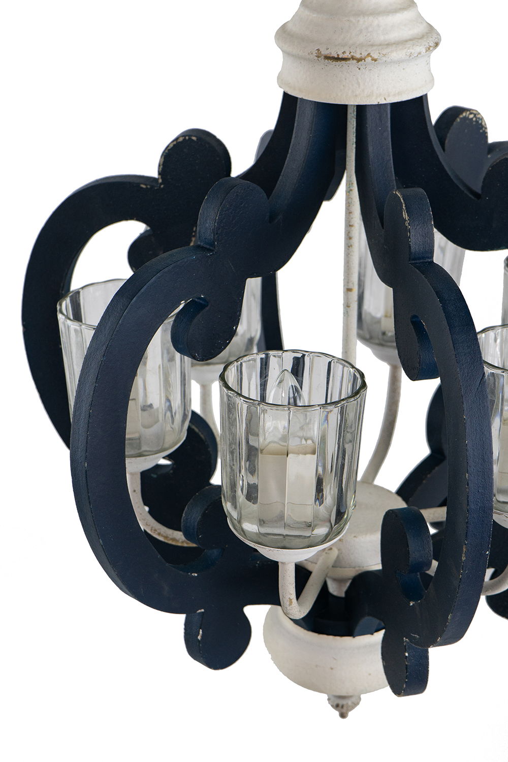 Wood Chandelier 6 Light Farmhouse Pendant Lighting Cream