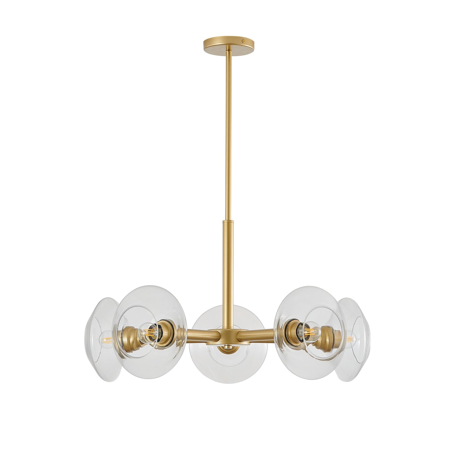 26" Modern Gold 5-Light Sputnik Chandelier with Clear Glass Shades