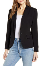 Vince Camuto Nina Classic Notched Collar Blazer in Rich Black, Size 0