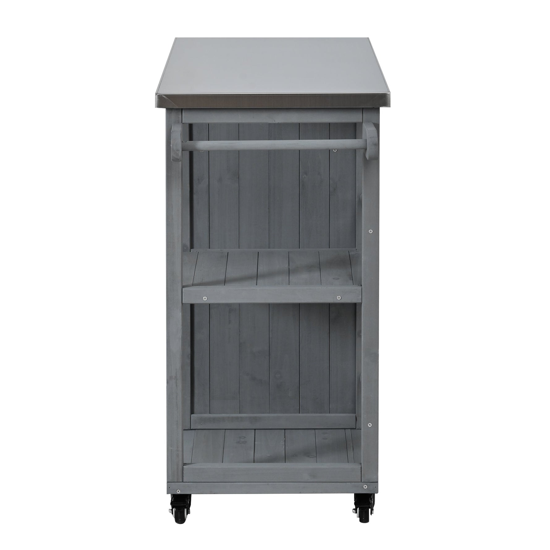 Outdoor Kitchen Island Fir Wood Prep Station with Stainless Steel Top