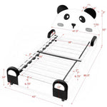 Twin Size Cute Panda-Shaped Kids Bed with Velvet Fabric