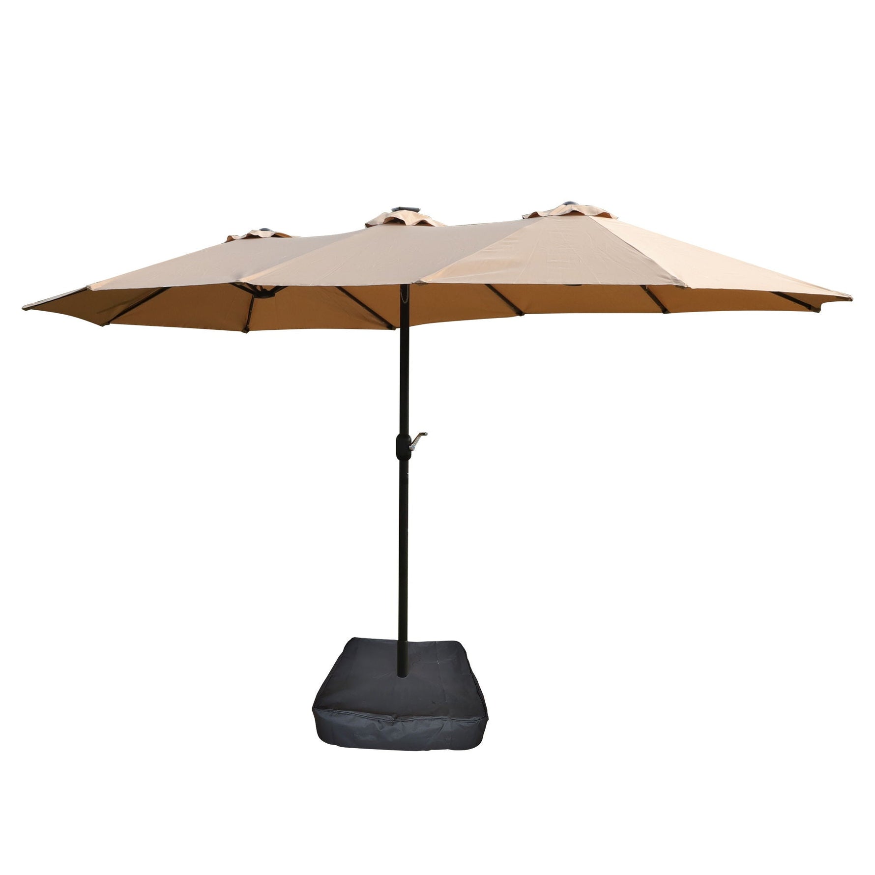 Double-Sided Outdoor Market Umbrella With Lights And Base