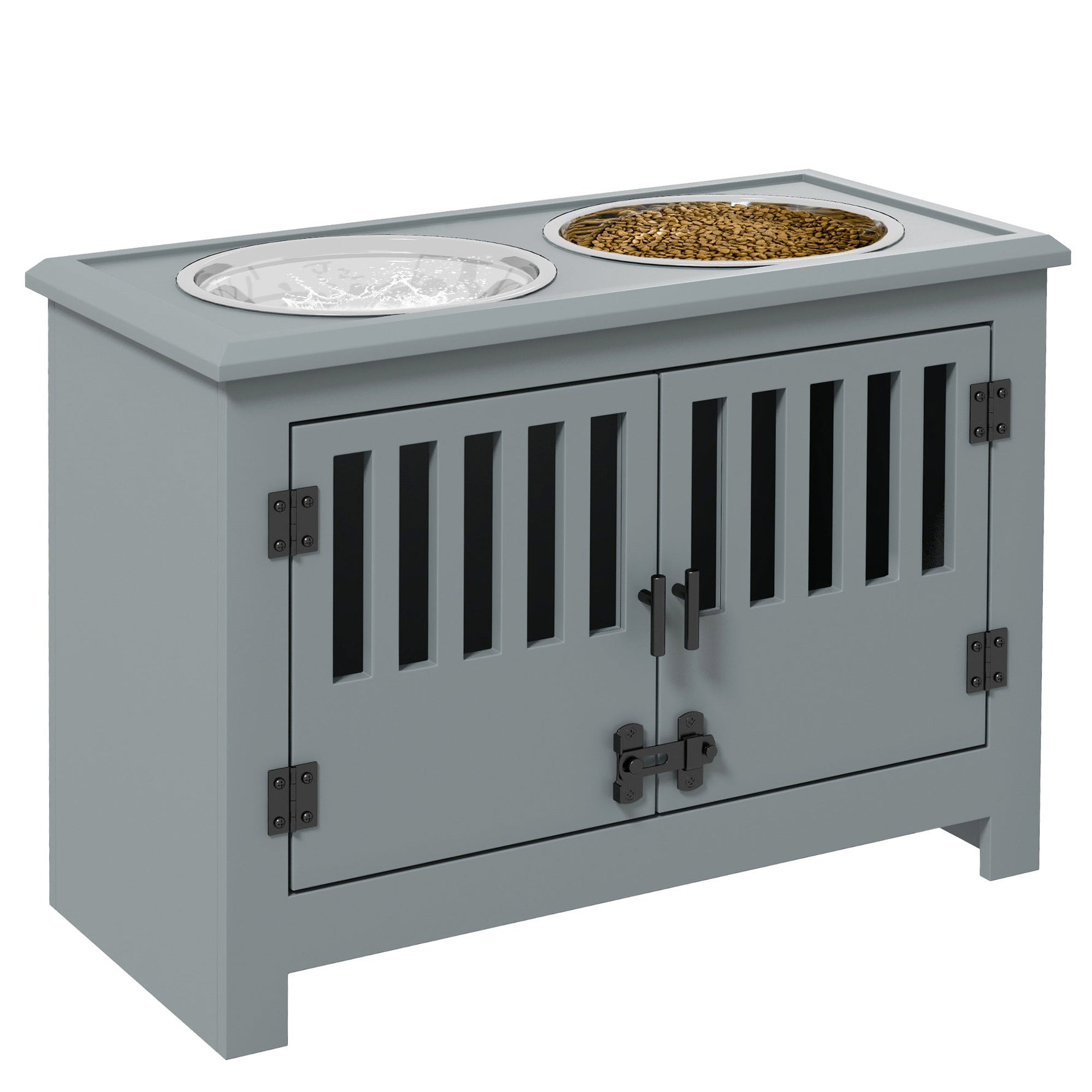 PawHut Large Elevated Dog Bowls with Storage Cabinet