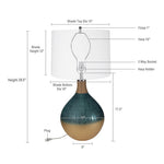 D16x28.5' Glass Table Lamp