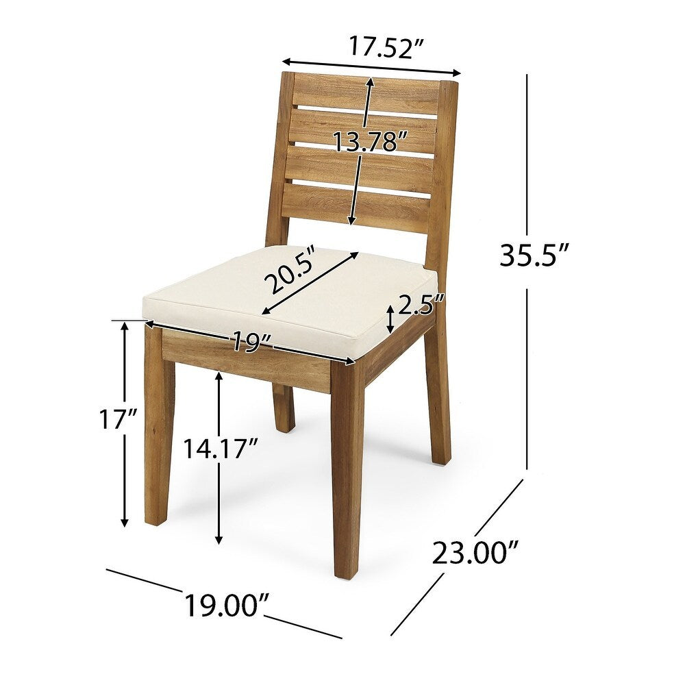 Outdoor 6-Seater Acacia Wood Expandable Dining Set with Cushions