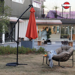 10ft Solar LED Offset Hanging Market Patio Umbrella (Orange)