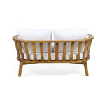 2-Person Outdoor Acacia Wood Patio Seating Group with Cushions and Coffee Table