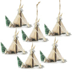 Cardboard Lit Tent Christmas Ornaments Set of 6 - Multicolor