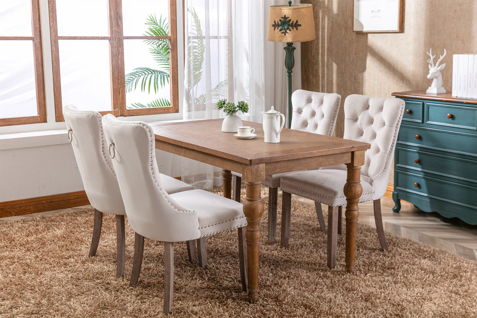 Nikki Collection Modern Velvet Upholstered Dining Chair Set