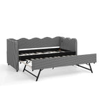 Cozy Gingham Daybed with Trundle Twin Size Sofa Bed