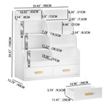 Bookshelf With 2 Storage Drawers, Front Facing Bookcase And Toy Organizer, Multi Tier Reading Shelf - White