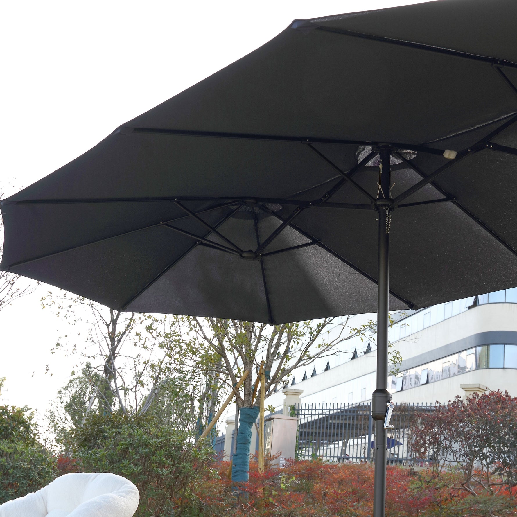 14.8 Ft Double Sided Outdoor Umbrella Rectangular Large with Crank (Navy Blue)