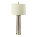 16x16x35 Gold Mirrored Glass Table Lamp with White Fabric Shade
