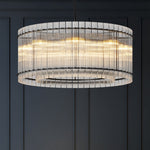 37-Inch Modern Black Round 8-Light Crystal Chandelier