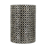 D14x20' Black Round Accent Capiz Stool, Garden Side Table