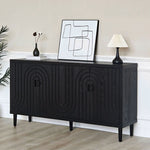 Modern Black Sideboard Cabinet with Nailhead Accents