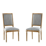 French Country Style Dining Chair with Upholstered Seating and Fluted Legs