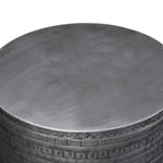 Johnsen 15 Inch Wide Tribal Pattern Metal Accent Table in Antique Silver