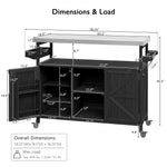 K&K Outdoor Kitchen Island with Rolling Bar Cart and Storage Cabinet