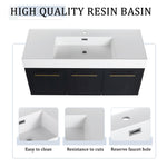 Modern Wall Mounted Bathroom Vanity with Resin Sink and Storage Rack