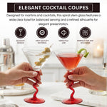 Spiral Stem Martini Glasses