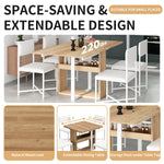 TOPMAX Modern Compact 63-inch 5-Piece Extendable Dining Table Set
