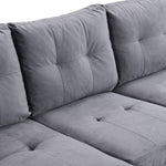 Modern Sectional Sofa Set with L Shape Chaise Lounge and Storage in Grey Velvet Fabric