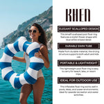 Amalfi Scalloped Inflatable Tube Pool Float Ring - Blue & White