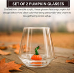 Khen Pumpkin Glass Set Fall Drinkware Decorative - 12oz Clear