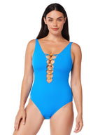 Bleu Rod Beattie Paradise Found Lace Down Over-The-Shoulder Mio Surf Bleu 10