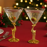 Golden Standing stag martini glasses set of 2