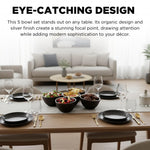 5 Bowl Organic Set – Modern Multi Section Serving Dish | Bowls for Snacks Salads Fruits Desserts