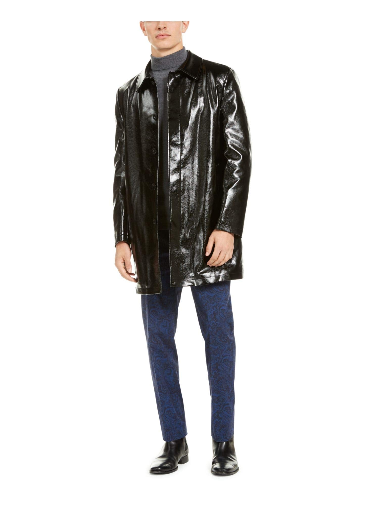 Men's Black Faux Fur Lined Coat