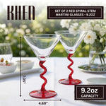 Spiral Stem Martini Glasses