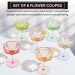 Flower Coupe Cocktail Glasses | Set of 4 | Bright Colors